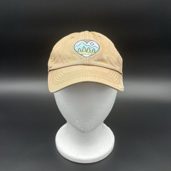 Life is Good Heart Outdoors Tan Dad Hat Embroidered Adjustable Strapback Cap - Picture 1 of 8